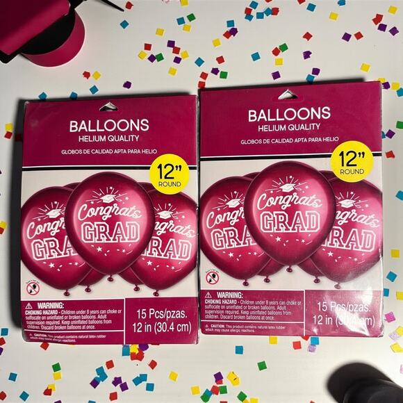 Congrats Grad Latex Balloons – Burgundy 12” Helium Quality (2 Packs, 30 Balloons - Picture 10 of 10